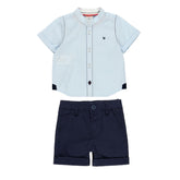 Conjunto camisa fil a fil m/c y bermuda satén elástico